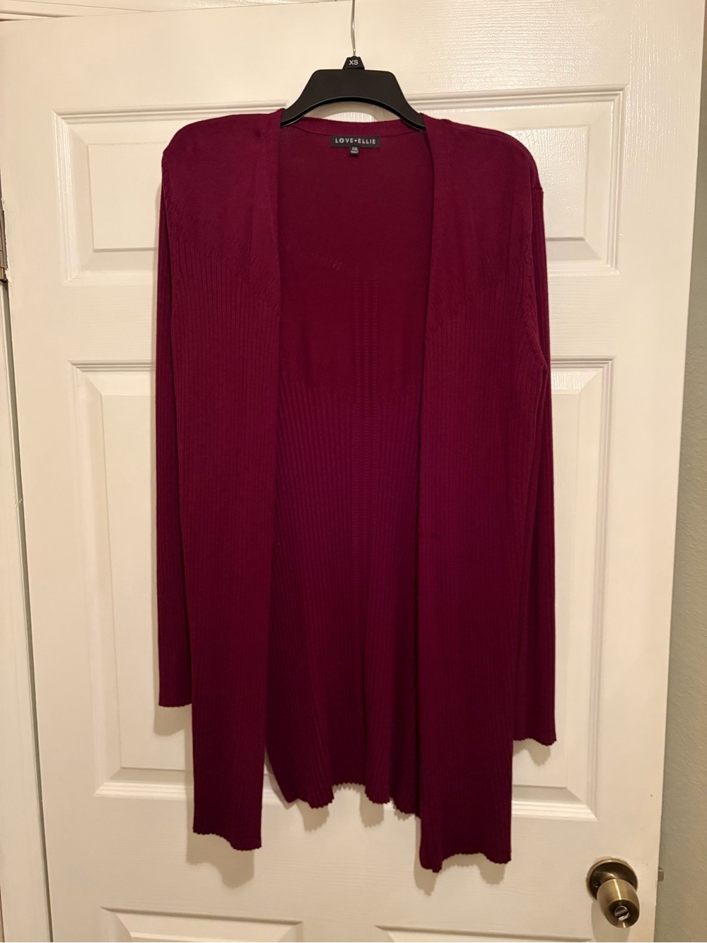 Ellie Open-Front Long Cardigan - Wine